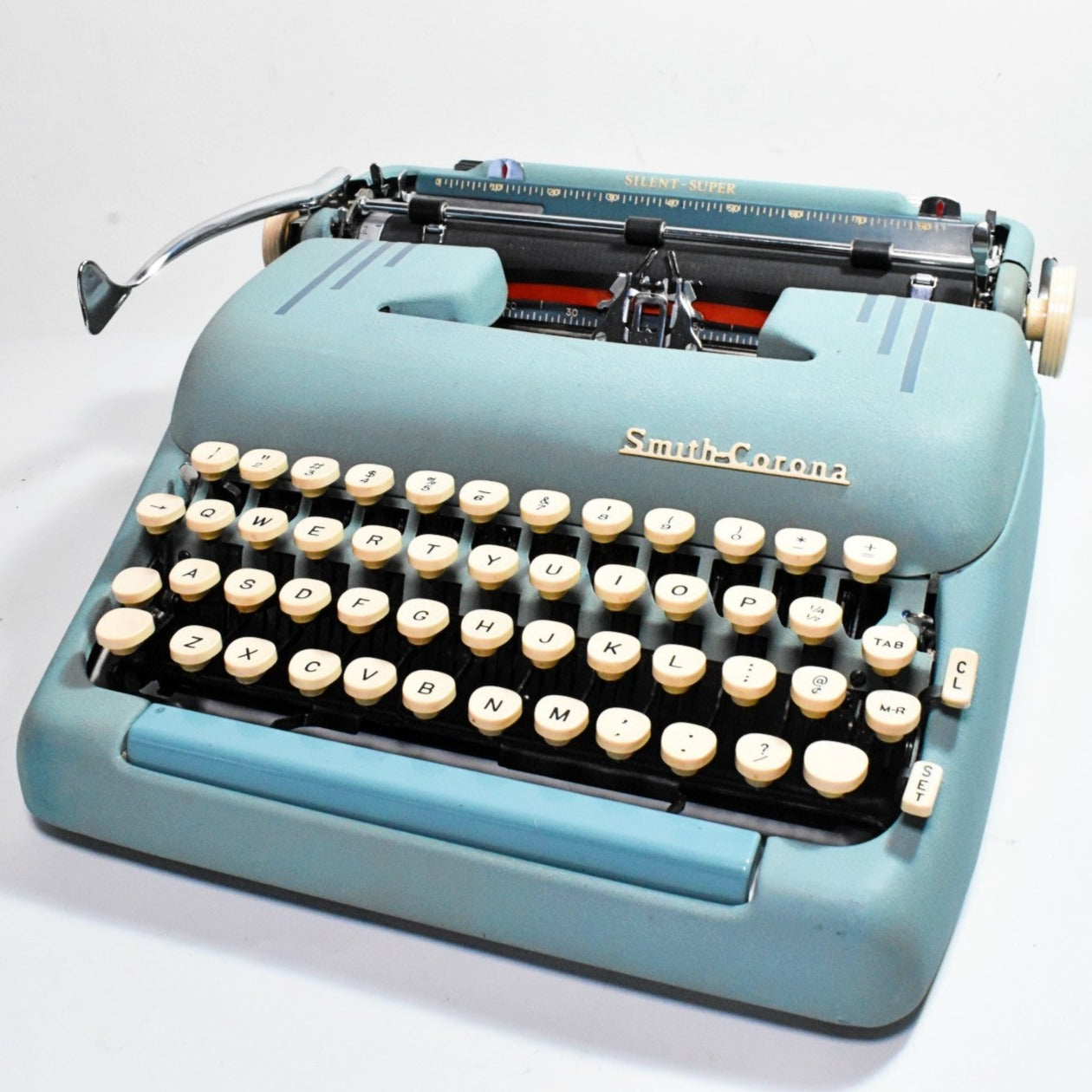 1957 Smith Corona Silent-Super Typewriter - Teal, Alpine Blue