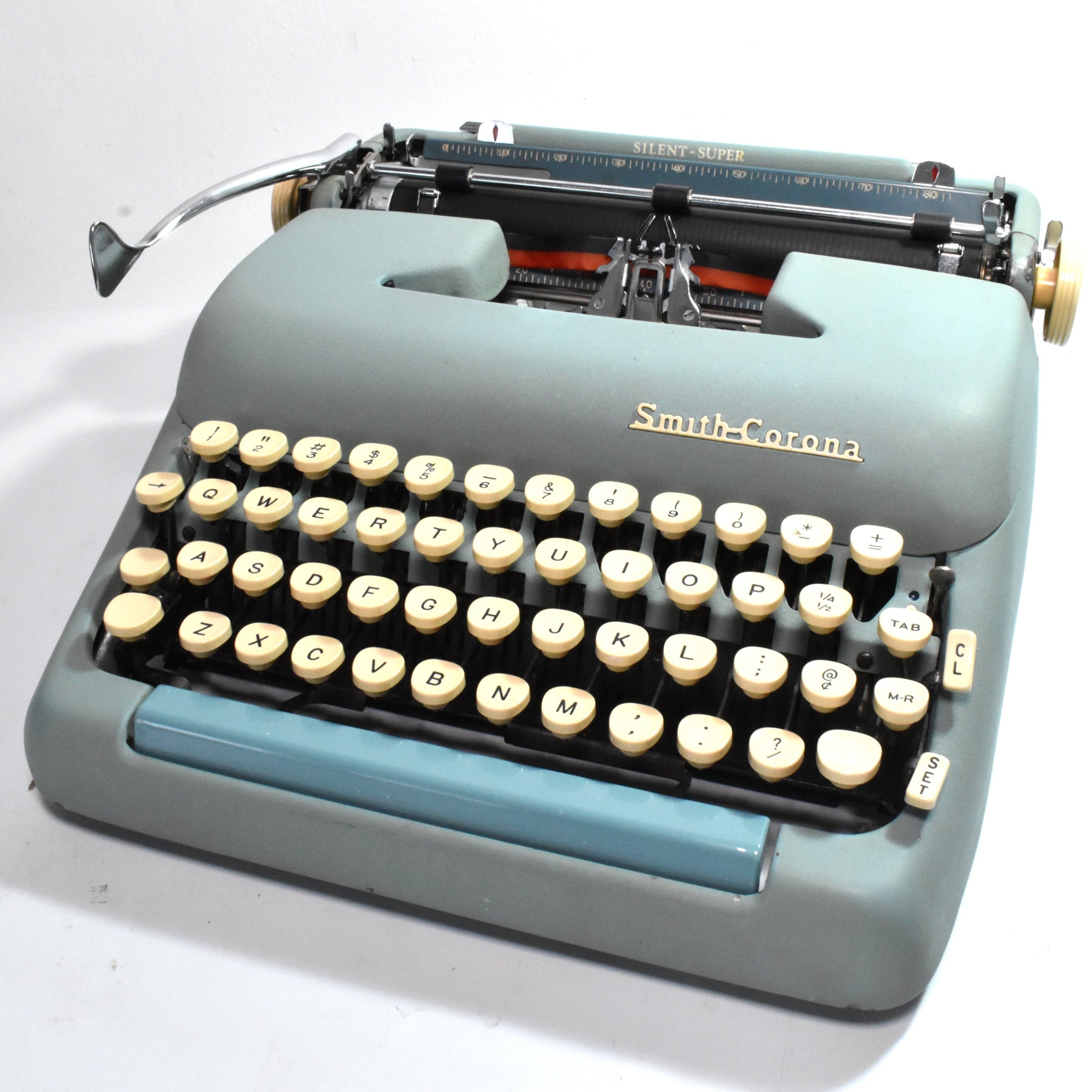 1957 Smith Corona Silent-Super Typewriter - Teal, Alpine Blue