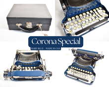 Load image into Gallery viewer, Stunning Rare 1929 Corona  Special Blue Typewriter
