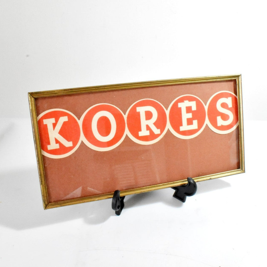 Vintage Typewriter Kores Paper Sign Framed