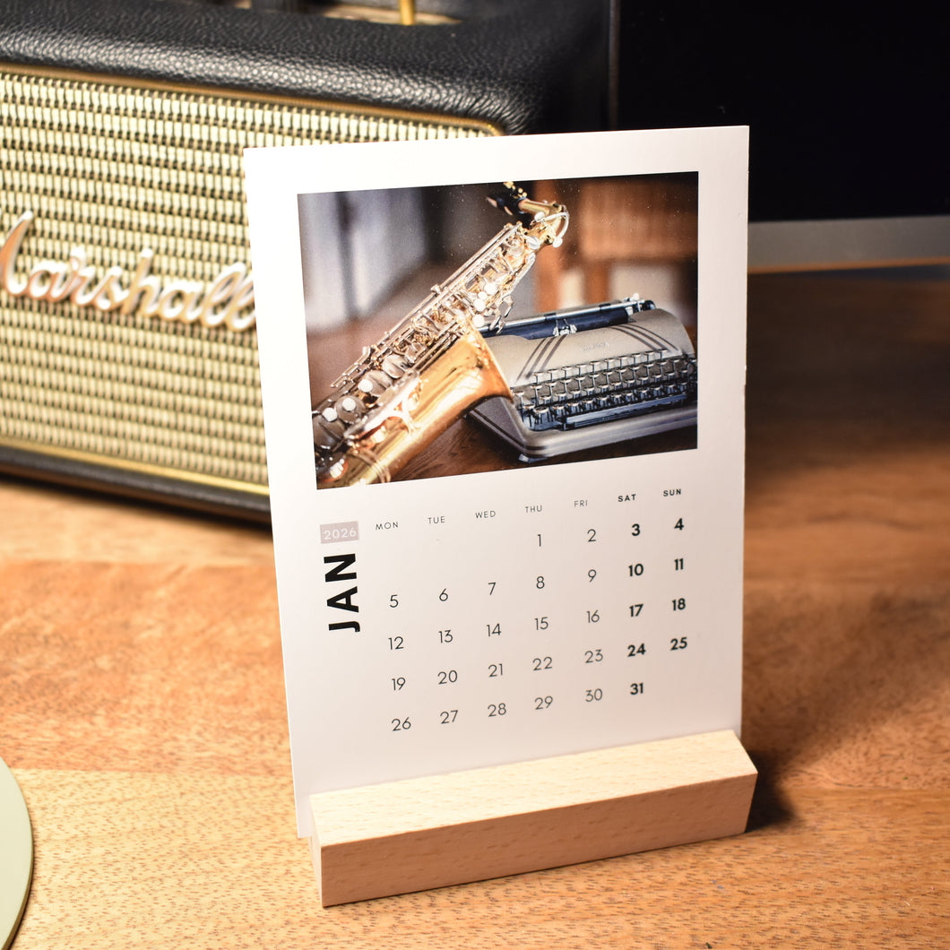 2026 Mini Desk Calendar - Wooden Stand