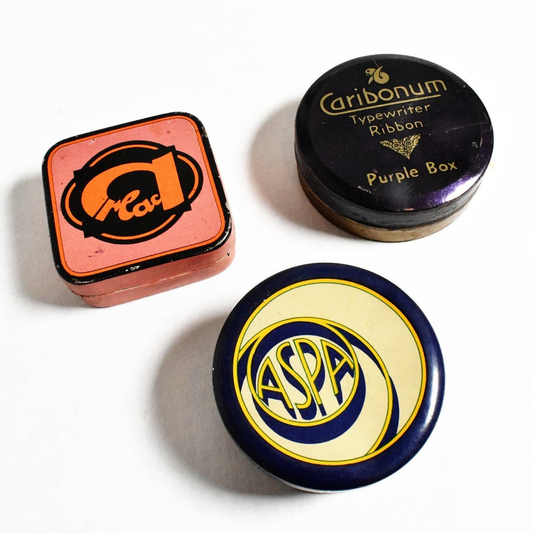 Set of 3 Vintage Typewriter Ribbon Tins - The Space Collection