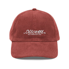 Load image into Gallery viewer, Vintage corduroy cap - Olivetti Ivrea Typewriter Company Hat

