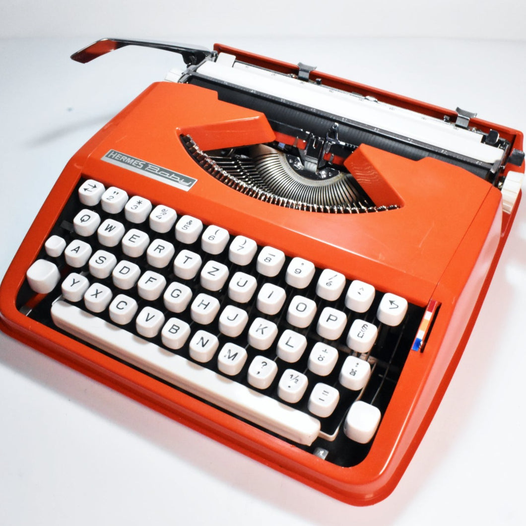 1972 Hermes Baby Typewriter - Techno Typeface, Ruby Red