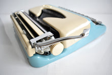 Load image into Gallery viewer, 1962 Portable Consul Blue/Cream Typewriter
