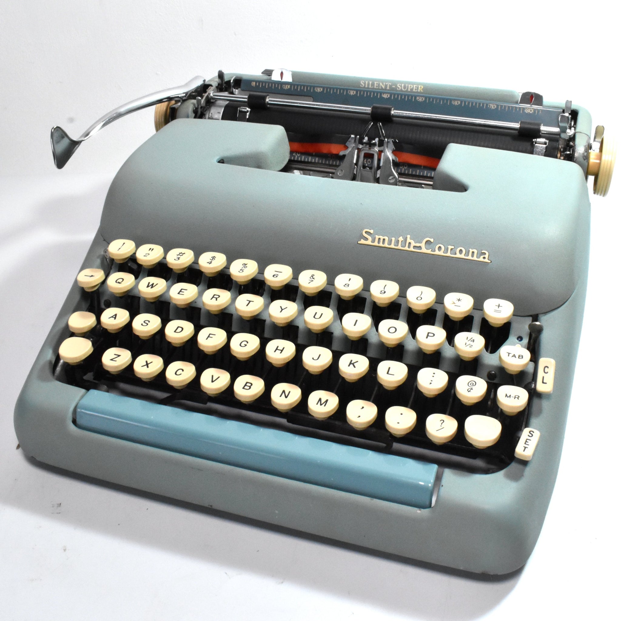 1957 Smith Corona Silent-Super Typewriter - Teal, Alpine Blue