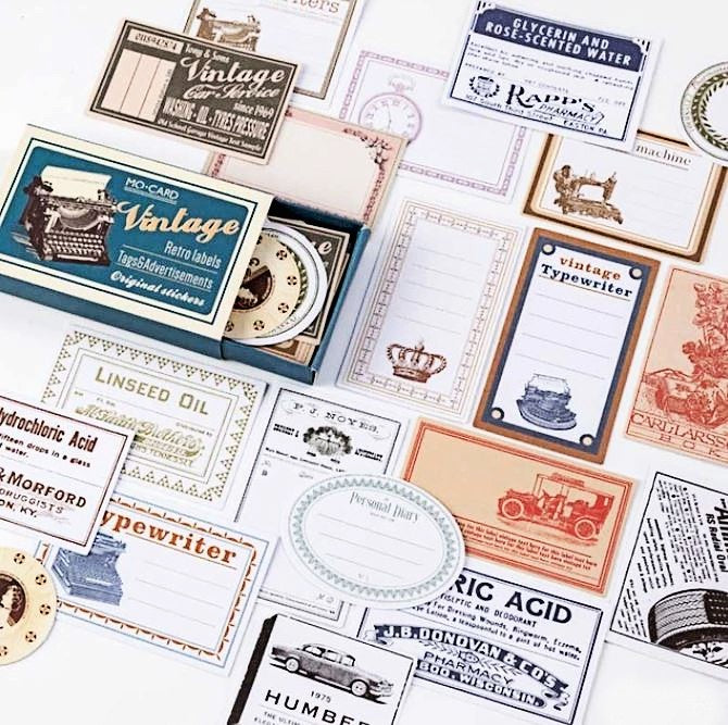 Vintage Label Stickers Set of 60